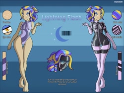 Size: 2733x2050 | Tagged: safe, artist:devillustart, derpibooru import, oc, oc only, oc:lightning flash(fireverse), human, equestria girls, g4, alternate universe, boots, clothes, fireheart76's latex suit design, gloves, humanized, humanized oc, latex, latex boots, latex gloves, latex suit, prisoners of the moon, reference sheet, rubber, rubber boots, rubber suit, shoes, solo