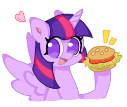 Size: 2256x1901 | Tagged: artist needed, safe, derpibooru import, twilight sparkle, alicorn, burger, cute, food, hamburger, hay burger, simple background, solo, that pony sure does love burgers, transparent background