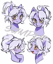 Size: 3200x3900 | Tagged: safe, artist:qianjibahe, derpibooru import, oc, oc only, pony, unicorn, bust, female, horn, mare, sample, simple background, solo, watermark, white background