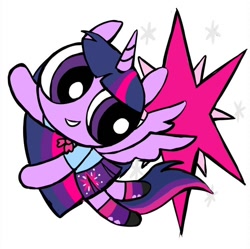 Size: 750x746 | Tagged: safe, artist:qianjibahe, derpibooru import, twilight sparkle, twilight sparkle (alicorn), alicorn, anthro, g4, clothes, female, school uniform, solo, style emulation, the powerpuff girls