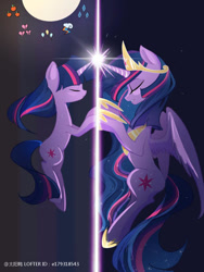 Size: 750x1000 | Tagged: safe, artist:e179318543, derpibooru import, princess twilight 2.0, twilight sparkle, twilight sparkle (alicorn), unicorn twilight, alicorn, pony, unicorn, applejack's cutie mark, crown, ethereal mane, eyes closed, fluttershy's cutie mark, hoof shoes, jewelry, older, older twilight, older twilight sparkle (alicorn), pinkie pie's cutie mark, princess shoes, rainbow dash's cutie mark, rarity's cutie mark, regalia, solo