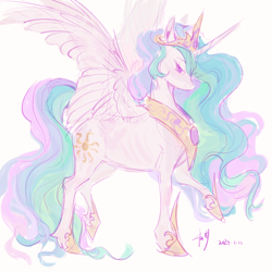 Size: 750x750 | Tagged: safe, artist:jianghubanzi, derpibooru import, princess celestia, alicorn, pony, solo