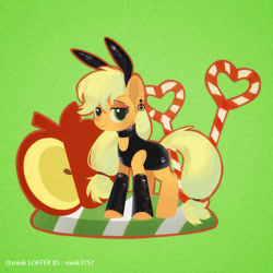 Size: 750x750 | Tagged: safe, artist:mink, artist:mink3757, derpibooru import, applejack, earth pony, pony, bunny ears, solo