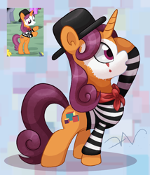 Size: 1200x1400 | Tagged: safe, artist:swasfews, derpibooru import, quiet gestures, pony, unicorn, g4, bipedal, female, horn, mare, mime, princess spike, screencap reference, simple background, solo