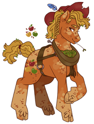 Size: 1360x1796 | Tagged: safe, artist:draculaflow3, derpibooru import, applejack, earth pony, pony, alternate design, cloven hooves, female, horse collar, mare, simple background, solo, straw in mouth, transparent background