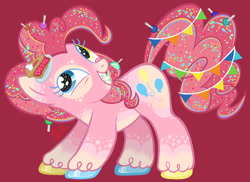 Size: 2047x1488 | Tagged: safe, artist:zorrollusion, derpibooru import, pinkie pie, earth pony, pony, alternate design, pink pony, retro, simple background, solo