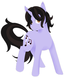 Size: 1600x1900 | Tagged: safe, artist:squeezymouse, derpibooru exclusive, derpibooru import, pony, unicorn, brendon urie, gift art, hair over one eye, horn, lineless, looking up, panic! at the disco, ponified, simple background, solo, species swap, standing, transparent background