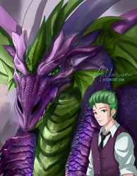 Size: 1490x1920 | Tagged: safe, artist:neldorwen, derpibooru import, spike, dragon, g4, anime, commission, commissioner:beef--wellington, digital art, fanart, fanfic art, story:the life and times of the equestrian dragon