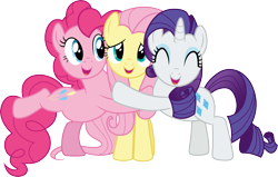 Size: 4704x3000 | Tagged: safe, artist:cloudy glow, derpibooru import, fluttershy, pinkie pie, rarity, earth pony, pegasus, pony, unicorn, g4, putting your hoof down, female, horn, mare, simple background, transparent background, trio, trio female, vector