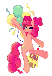 Size: 993x1441 | Tagged: source needed, safe, artist:maxis_da_hades, derpibooru import, pinkie pie, pony, g4, balloon, cake, female, food, mare, simple background, transparent background