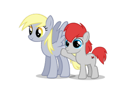 Size: 550x400 | Tagged: artist needed, safe, derpibooru import, derpy hooves, earth pony, pegasus, pony, g4, the cart before the ponies, colt, duo, duo male and female, female, foal, male, mare, show accurate, simple background, train tracks (g4), transparent background, vector