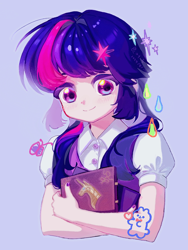 Size: 1080x1440 | Tagged: safe, artist:erye037249, derpibooru import, twilight sparkle, human, book, humanized, solo