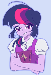 Size: 970x1413 | Tagged: safe, artist:erye037249, derpibooru import, twilight sparkle, human, equestria girls, g4, gritted teeth, looking at you, simple background, solo, teeth