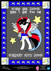 Size: 827x1150 | Tagged: safe, artist:strykarispeeder, derpibooru import, oc, oc only, oc:starlight blitz, alicorn, pony, bipedal, female, mare, solo, twilightlicious