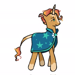 Size: 2047x2048 | Tagged: safe, artist:twipiebongrip, derpibooru import, sunburst, pony, unicorn, cloak, clothes, horn, leonine tail, male, side view, simple background, solo, stallion, tail, white background