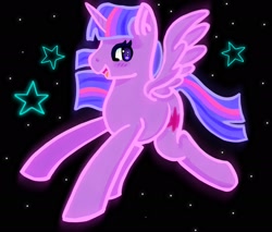 Size: 2048x1746 | Tagged: safe, artist:twipiebongrip, derpibooru import, twilight sparkle, twilight sparkle (alicorn), alicorn, pony, black background, female, mare, neon, simple background, solo, stars