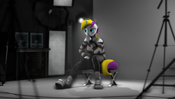 Size: 3840x2160 | Tagged: safe, artist:mrwithered, derpibooru import, oc, oc:sprinkles, anthro, unguligrade anthro, unicorn, 3d, absurd file size, clothes, horn, pants, solo, sweater