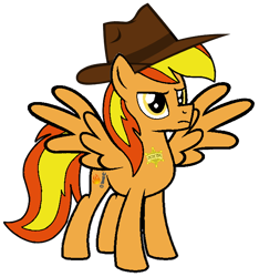 Size: 626x668 | Tagged: safe, artist:noi kincade, derpibooru import, oc, oc:firey ratchet, pegasus, g4, badge, detective, fedora, hat, male, simple background, transparent background