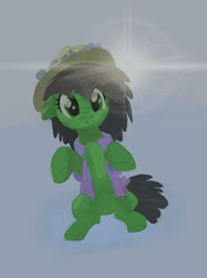 Size: 2048x2732 | Tagged: safe, artist:mandumustbasukanemen, derpibooru import, oc, oc:anon filly, clothes, female, filly, foal, hat, lens flare, shirt, sitting, solo