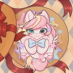 Size: 2048x2048 | Tagged: safe, artist:auroracursed, derpibooru import, oc, oc only, oc:ninny, pegasus, blushing, bowtie, female, heterochromia, looking at you, mare, necktie, solo