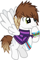 Size: 866x1289 | Tagged: safe, artist:lightningbolt, derpibooru exclusive, derpibooru import, pegasus, pony, .svg available, awsten knight, bracelet, clothes, flying, gradient hair, gradient tail, happy, heterochromia, hoof on face, jewelry, male, ponified, scene, shirt, show accurate, simple background, smiling, smirk, solo, species swap, spread wings, stallion, svg, t-shirt, tail, transparent background, vector, waterparks, wings, wristband