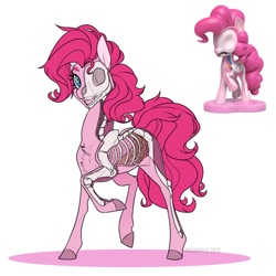 Size: 1024x1024 | Tagged: safe, artist:dementra369, derpibooru import, pinkie pie, earth pony, pony, bone, dissectibles, exposed bone, freeny's hidden dissectibles, skeleton, solo, toy, watermark