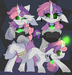 Size: 4000x4160 | Tagged: safe, artist:madiwann, derpibooru import, sweetie belle, anthro, pony, unicorn, g4, corrupted, evil, female, goth, horn, insanity, jewelry, magic, mare, necklace