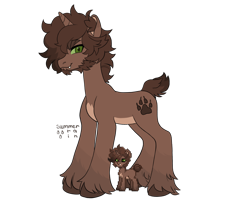 Size: 3000x2500 | Tagged: safe, artist:summer_rain, derpibooru import, oc, pony, unicorn, ankle cuffs, brown mane, brown tail, commission, cuffs, draft horse, fangs, fluffy, green eyes, horn, male, nonbinary, pony town, short tail, stallion, tail, unicorn oc, unshorn fetlocks, watermark