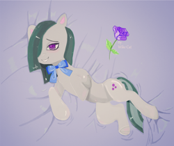 Size: 4584x3848 | Tagged: safe, artist:wike cat, derpibooru import, marble pie, pony, bed, cute, flower, smiling