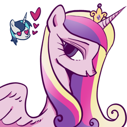 Size: 2048x2048 | Tagged: safe, artist:nimingxiwang168, derpibooru import, princess cadance, shining armor, alicorn, pony, bust, female, heart, heart eyes, male, mare, portrait, simple background, slender, spread wings, stallion, thin, white background, wingding eyes, wings