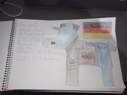 Size: 4000x3000 | Tagged: safe, artist:super-coyote1804, derpibooru import, pony, unicorn, deutsche tourenwagen masters, dtm, formula 1, formula e, germany, horn, pascal wehrlein, photo, ponified, porsche, solo, species swap, traditional art