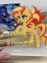 Size: 750x1000 | Tagged: safe, artist:starrysky73245, derpibooru import, sunset shimmer, human, pony, unicorn, g4, horn, offscreen character, solo