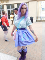 Size: 1024x1366 | Tagged: safe, artist:brinycosplay, derpibooru import, rarity, human, equestria girls, g4, belt, boots, clothes, connecticon, connecticon 2017, cosplay, costume, high heel boots, irl, irl human, photo, shirt, shoes, skirt