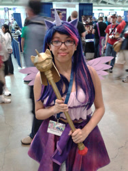 Size: 900x1200 | Tagged: safe, artist:brinycosplay, derpibooru import, twilight sparkle, human, g4, bronycon, bronycon 2014, clothes, cosplay, costume, glasses, irl, irl human, photo, scepter, twilight scepter