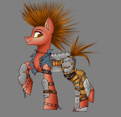 Size: 2900x2800 | Tagged: safe, artist:darklight1315, derpibooru import, earth pony, pony, fallout equestria, chains, concept art, fallout equestria: mayday, gray background, mohawk, simple background, solo