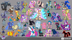 Size: 3840x2149 | Tagged: safe, artist:vladisfender, derpibooru import, big boy the cloud gremlin, cirrus cloud, fido, fluttershy, pinkie pie, princess amore, princess cadance, princess celestia, princess flurry heart, princess luna, runt the cloud gremlin, screw loose, thorax, trixie, twilight sparkle, changedling, changeling, g4, changeling officer, concept art, cosmos, gameloft, high res, kaftan silk, king thorax, megasoma, my little pony logo, my little pony: magic princess, official, smudge (g4), the headless horse