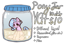 Size: 1052x744 | Tagged: safe, artist:chiefywiffy, derpibooru import, oc, oc only, oc:chiefy, pony, unicorn, commission, female, horn, jar, lewd container meme, mare, meme, simple background, solo, the implications are horrible, white background, your character here