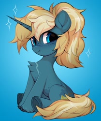 Size: 2547x3044 | Tagged: safe, artist:vensual99, derpibooru import, oc, oc only, oc:maple parapet, pony, unicorn, chest fluff, cloven hooves, female, gradient background, horn, mare, sitting, solo, unshorn fetlocks