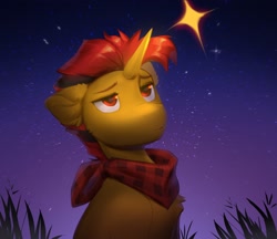 Size: 2316x2000 | Tagged: safe, artist:vensual99, derpibooru import, oc, oc only, pony, unicorn, horn, male, neckerchief, solo, stallion, stars