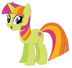 Size: 410x391 | Tagged: safe, artist:selenaede, artist:user15432, derpibooru import, sweetcream scoops, pony, unicorn, g4, base used, blue eyes, generation leap, green coat, horn, looking at you, multicolored mane, multicolored tail, not twilight sparkle, open mouth, open smile, recolor, simple background, smiling, solo, tail, transparent background