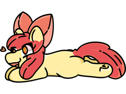 Size: 2732x2048 | Tagged: safe, artist:felixmcfurry, derpibooru import, apple bloom, earth pony, pony, apple bloom's bow, blank flank, bow, female, filly, foal, hair bow, heart, hoof heart, simple background, smiling, solo, transparent background, underhoof, vulgar description