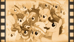 Size: 1280x720 | Tagged: safe, derpibooru import, screencap, brindle young, candy twirl, daisy, flower wishes, happy trails, earth pony, pony, unicorn, g4, leap of faith, apple family member, bonnie, eliza, horn, jolene, oregon trail (g4), top notch