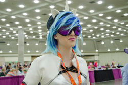 Size: 4928x3264 | Tagged: safe, derpibooru import, dj pon-3, vinyl scratch, human, g4, bronycon, bronycon 2015, clothes, cosplay, costume, irl, irl human, photo, solo focus