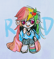 Size: 2842x3134 | Tagged: safe, artist:gushanqiu50960, derpibooru import, rainbow dash, human, g4, human coloration, humanized, implied appledash, implied applejack, implied lesbian, implied shipping, solo