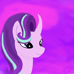 Size: 2048x2048 | Tagged: safe, artist:trrrebleee, artist:trrriple0dds, derpibooru import, starlight glimmer, unicorn, g4, curved horn, drawing, horn, painting, solo