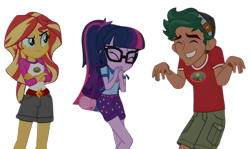 Size: 7776x4620 | Tagged: safe, derpibooru import, edit, edited screencap, screencap, sci-twi, sunset shimmer, timber spruce, twilight sparkle, human, equestria girls, g4, legend of everfree, angry, background removed, backpack, belt, belt buckle, camp everfree logo, camp everfree outfits, clothes, cute, female, giggling, glasses, hat, jealous, laughing, lesbian, male, not a vector, shipping, shipping denied, shipping fuel, shirt, shorts, simple background, smiling, straight, sunsetsparkle, teeth, timbertwi, transparent background, trio