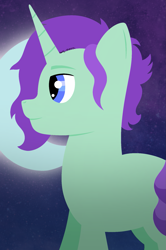 Size: 1275x1921 | Tagged: safe, artist:kosmiktym, derpibooru import, oc, oc only, oc:duskfall, pony, unicorn, horn, moon, solo