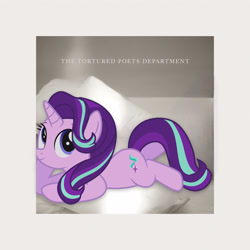 Size: 3000x3000 | Tagged: safe, artist:stxr1213, derpibooru import, starlight glimmer, pony, unicorn, g4, album, album cover, cute, female, hoof on cheek, horn, lying down, mare, passepartout, solo, taylor swift, ttpd