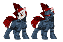 Size: 2400x1600 | Tagged: safe, artist:thescornfulreptilian, derpibooru import, oc, oc only, pegasus, pony, armor, helmet, knight, pegasus oc, simple background, solo, transparent background, wing armor, wings