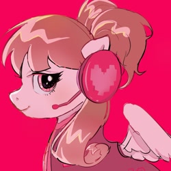 Size: 2048x2048 | Tagged: safe, artist:g5p7r, derpibooru import, oc, oc only, pegasus, pony, clothes, female, headphones, headset, mare, microphone, pink background, ponytail, simple background